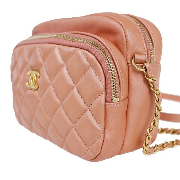 CHANEL CC Matelasse Mini Chain Shoulder Bag Leather Pink GHW Italy - Picture 11 of 16